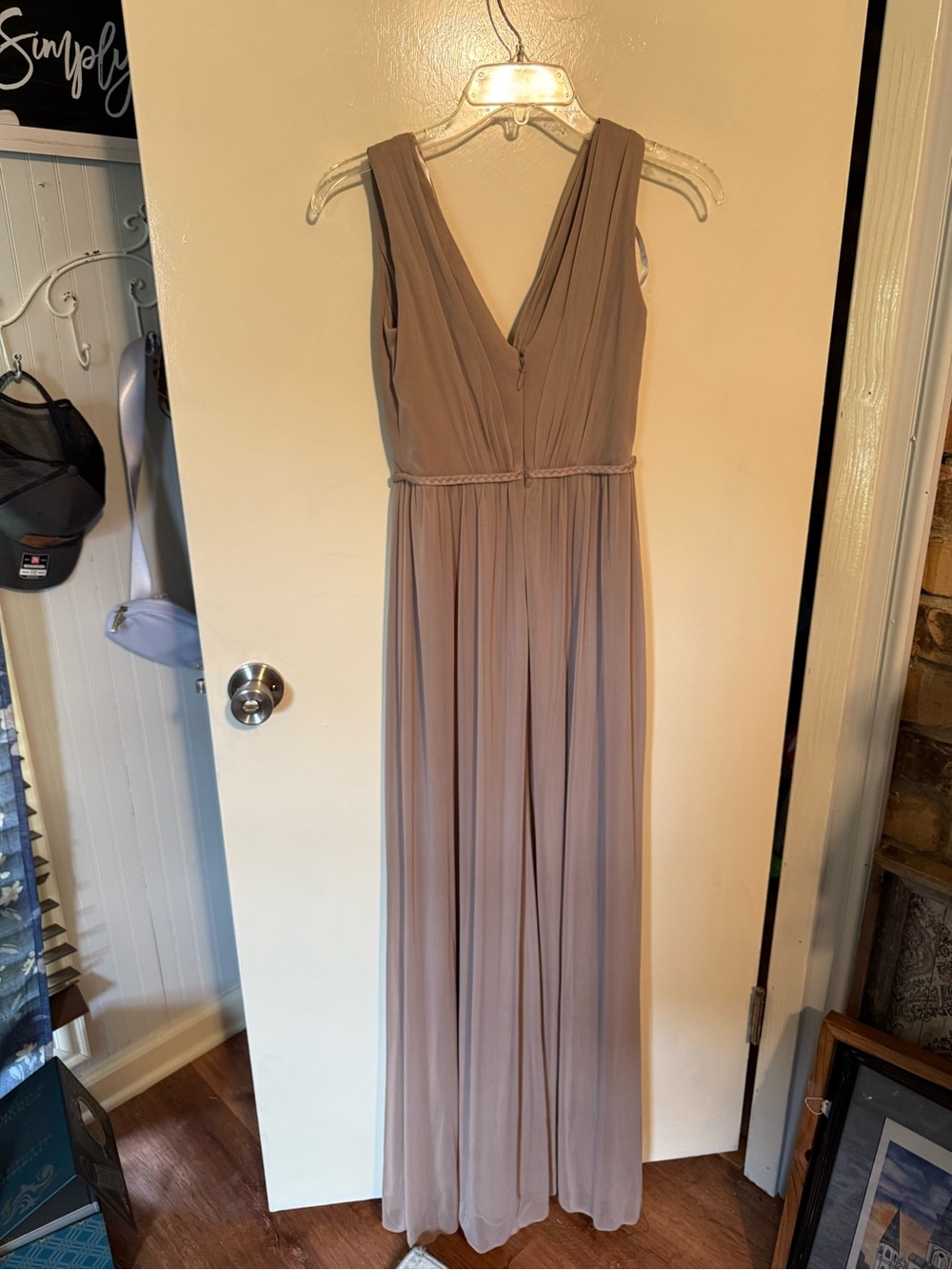 Azazie Bridesmaid Dress in Taupe size A2/US Small- V neck and back, lined